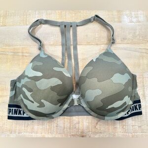 Victoria’s Secret PINK army print wear everyday push up bra Racerback
